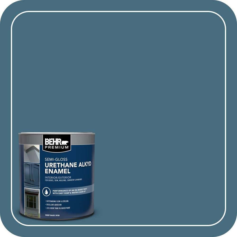 BEHR PREMIUM 1 qt. #S480-6 Poseidon Semi-Gloss Enamel Urethane Alkyd Interior/Exterior Paint (1)