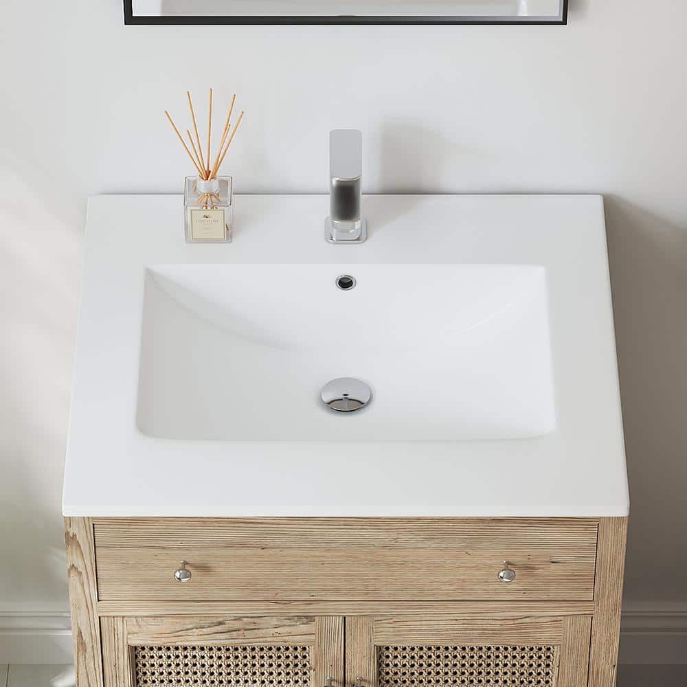Eridanus Dayton 25 in. W 22 in. D Vitreous China Vanity Top White with Single Faucet Hole (Sink Only)