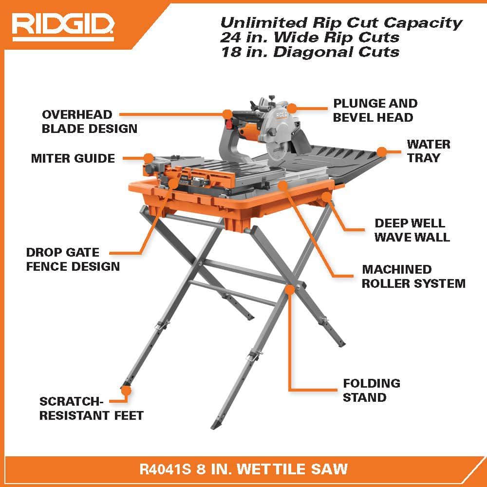 RIDGID 12 Amp 8 in. Blade Corded Wet Tile Saw with Extended Rip (4)
