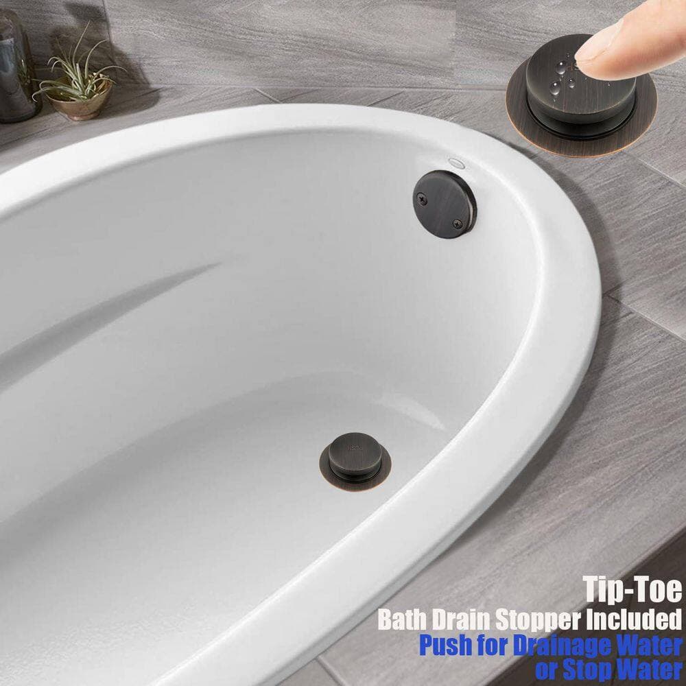 Wudkey 1-Piece Bathroom Accessory Set in Oil Rubbed Bronze, 1.5 in. Tubular Bath Drain Kit with Tip-Toe Bath Drain Stopper (3)