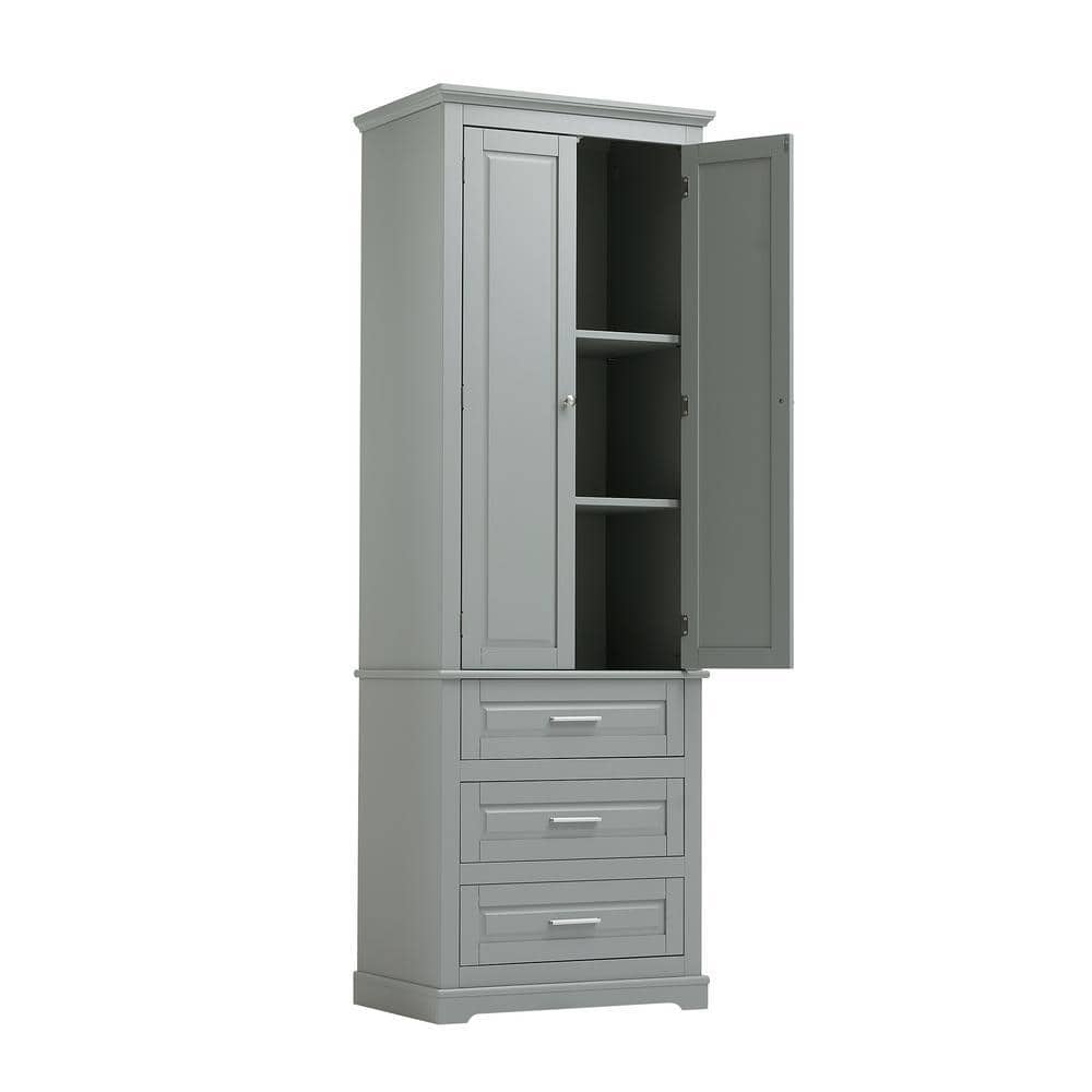 Nestfair 24 in. W 15.7 in. D 70 in. H Wood Linen Cabinet with 3 Drawers (3)