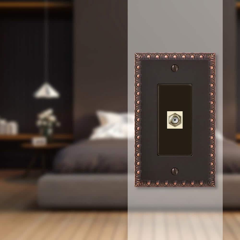 AMERELLE Antiquity Gang Coax Metal Wall Plate (2)