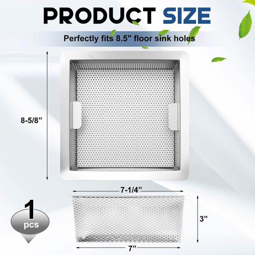 Wudkey 1-Piece Stainless Steel Commercial Floor Drain Strainer with Inner Handles Included for Kitchen Restaurant in Silver (2)