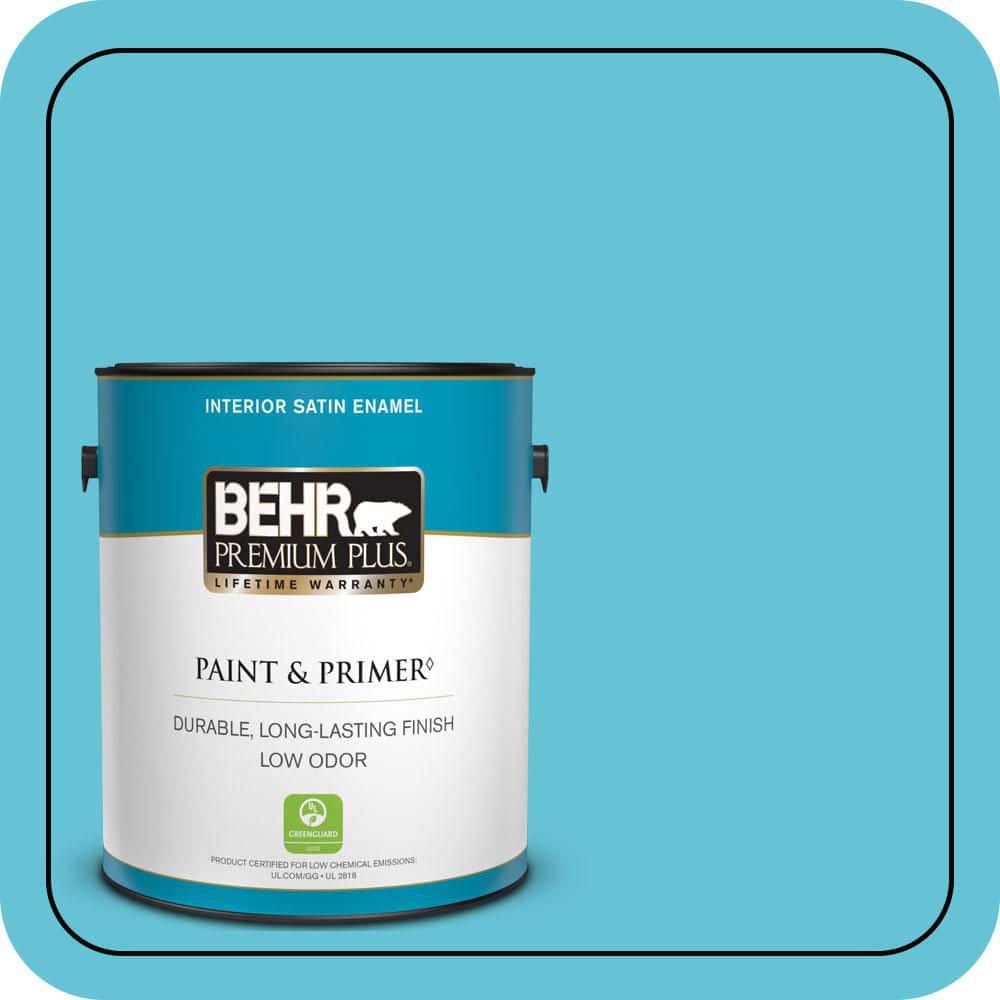 BEHR PREMIUM PLUS 1 gal. #P480-4 Rushing Stream Satin Enamel Low Odor Interior Paint & Primer