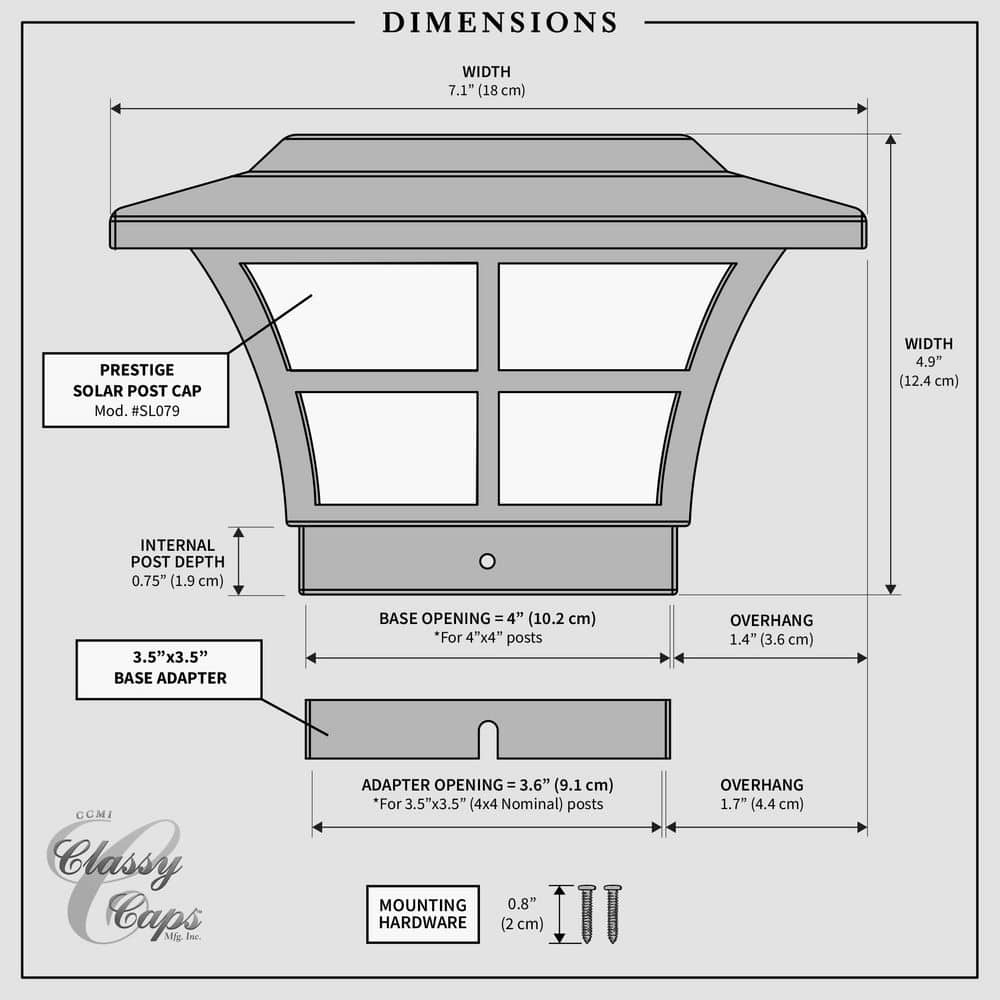 CLASSY CAPS Prestige 4 in. x 4 in. Outdoor Electroplated Copper LED Solar Post Cap (2-Pack) (3)