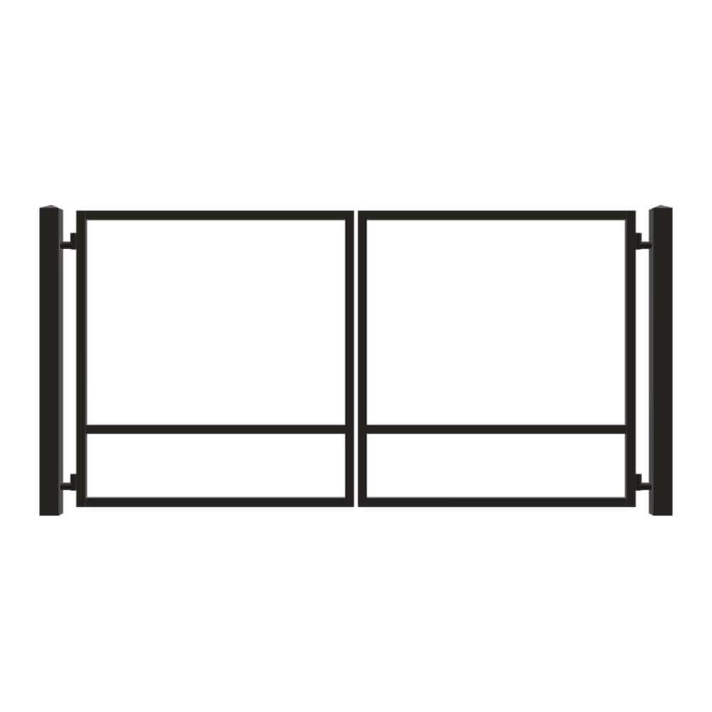 Unbranded Driveway Gate — Swing, Center, Square, Black — 146"W x 72"H
