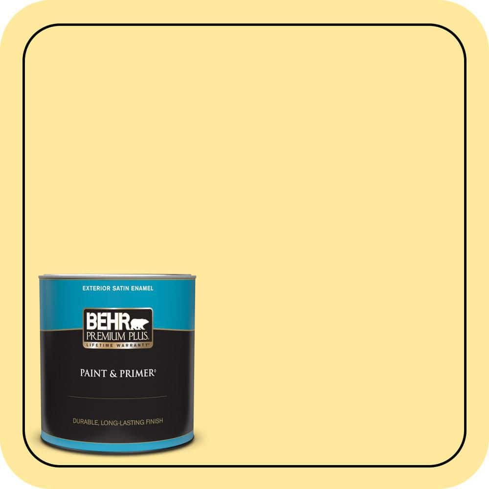 BEHR PREMIUM PLUS 1 qt. #P300-4 Rise and Shine Satin Enamel Exterior Paint & Primer (1)
