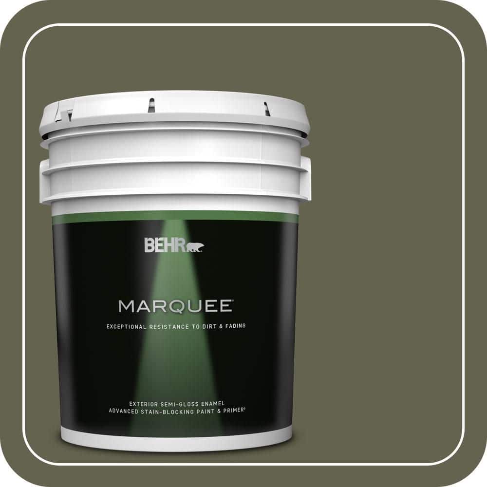 BEHR MARQUEE 5 gal. #N350-7A Mountain Olive Semi-Gloss Enamel Exterior Paint & Primer