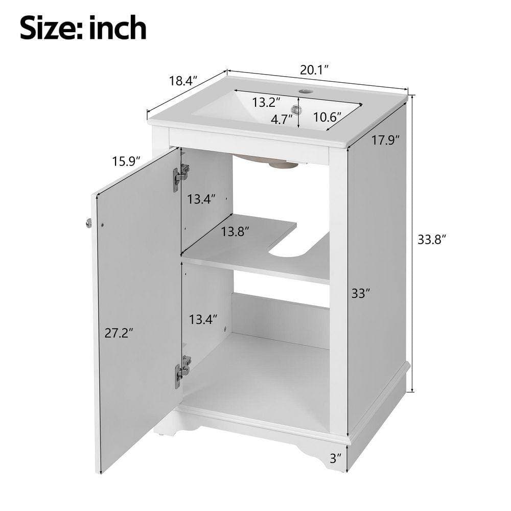 COWLOWN 20.1 in. W x 18.4 in. D x 33.8 in. H Bathroom White Linen Cabinet (2)