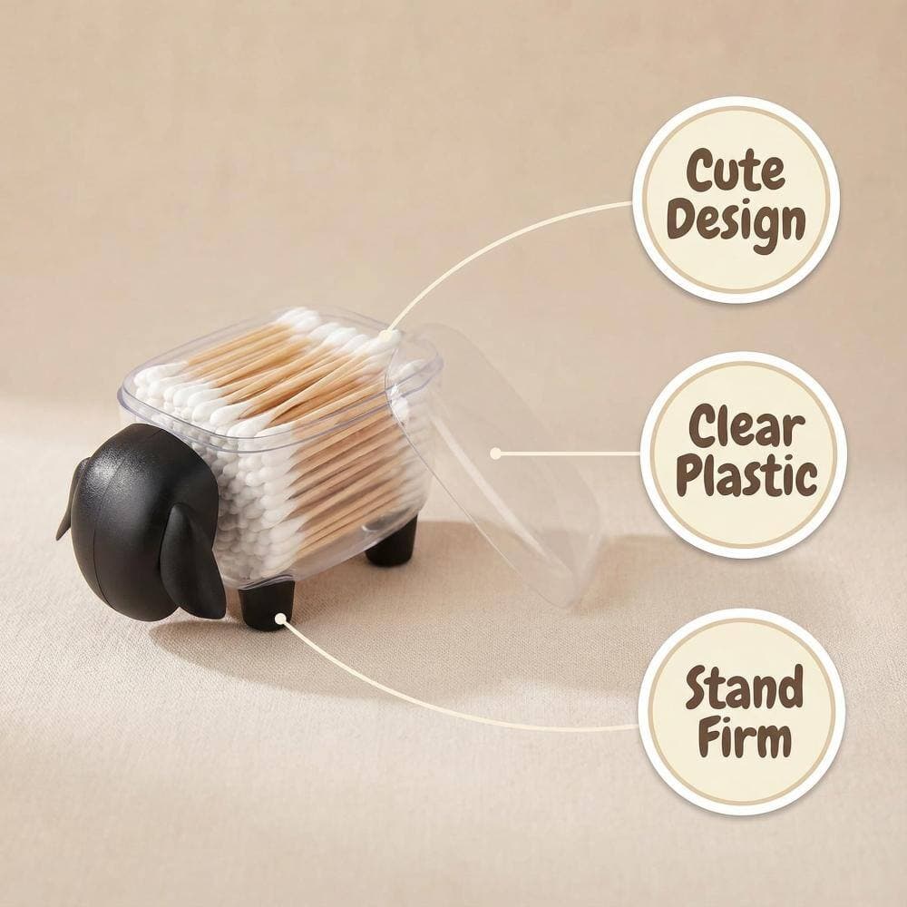 Unbranded 2-Pack Countertop Sheep Cotton Ball Holder Storage Jars with Lids for Bathroom Vanity Organizer Black (2)