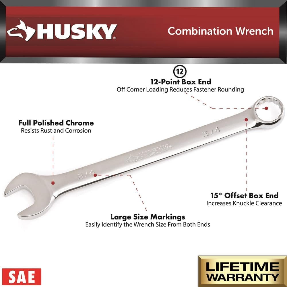 Husky . 12-Point Full Polish Combination Wrench (2)