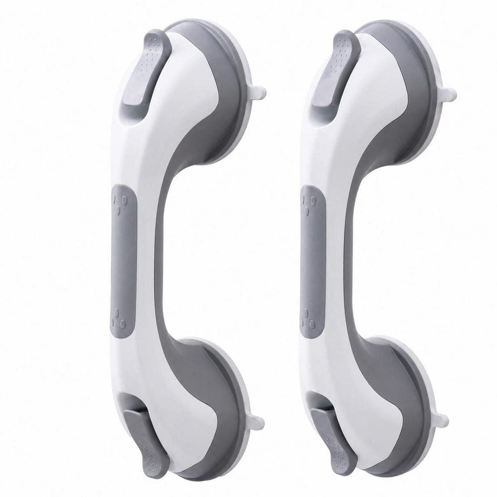 Misopily 12.2 in. Suction Shower Grab Bar for Bathroom Bathtub Shower Support Grip Heavy Duty No Drilling Removable 2-Pack (1)