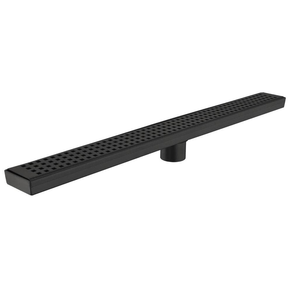 Satico 27.9 in. Linear Grid Shower Drain with Leveling Feet and Flange in Matte Black (2)