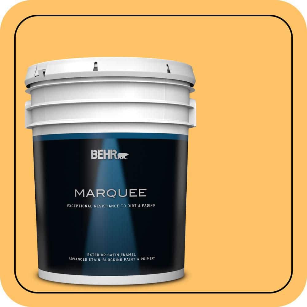 BEHR MARQUEE 5 gal. #PPU6-06 Honey Locust Satin Enamel Exterior Paint & Primer