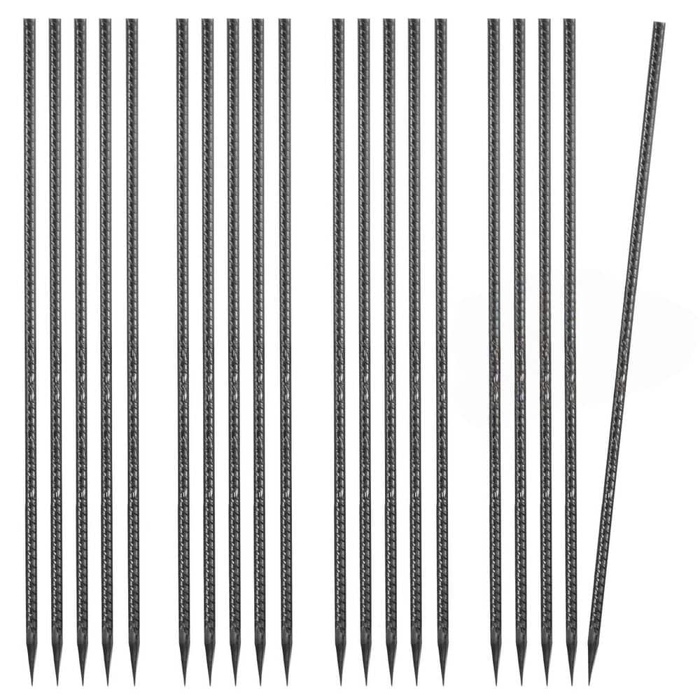 xinyoec 20-Pack 0.47 in. x 2 ft. Straight Rebar Stakes with Chisel Point End, Galvanized Steel Ground Anchors for Camping Tents (1)