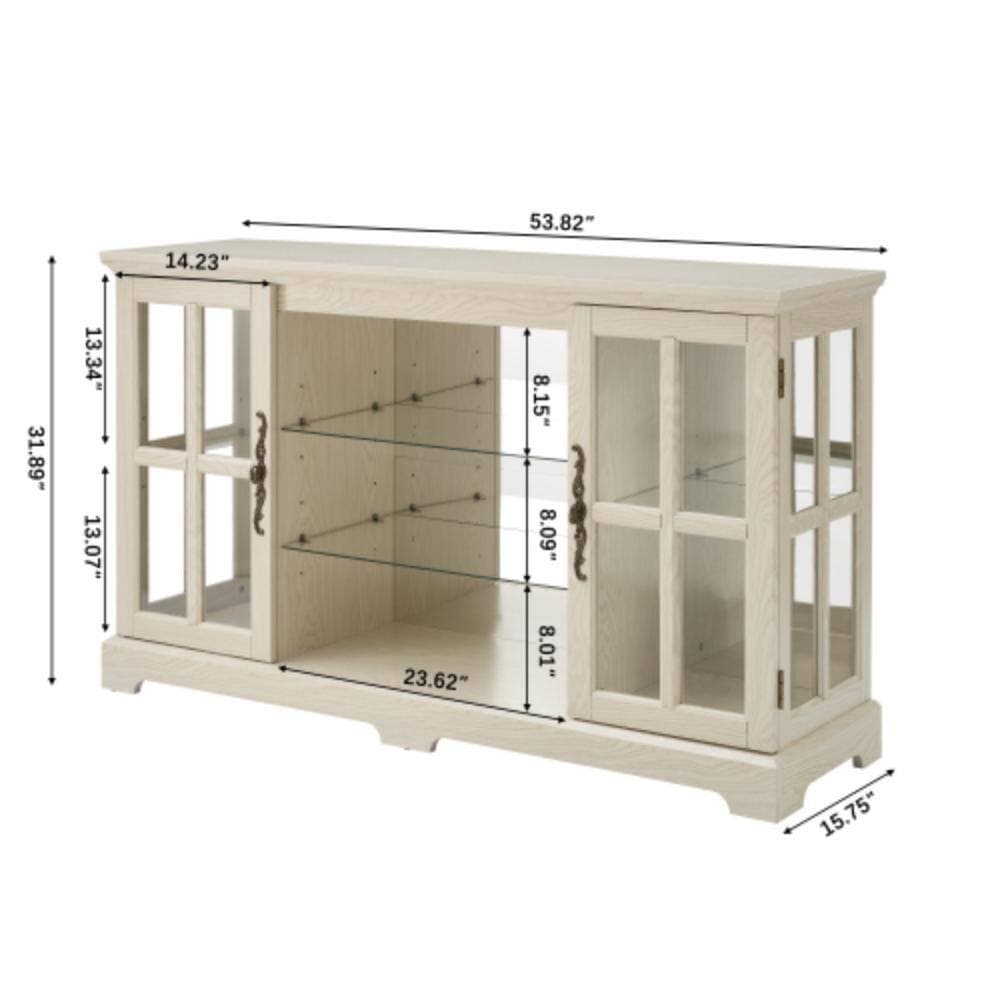 Unbranded 53.82 in. W x 15.75 in. D x 31.89 in. H Bathroom White Linen Cabinet (2)