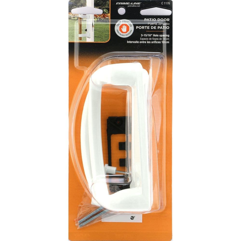 Prime-Line Sliding Glass Door Handle Set, 3-15/16 in., Diecast, White, Mortise/Hook Style (3)