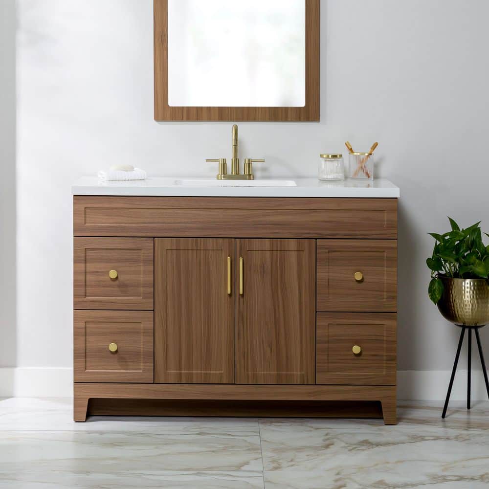 Glacier Bay Chasbury 49 in. Single Sink Nomad Freestanding Bath Vanity with White Cultured Marble Top (Assembled)