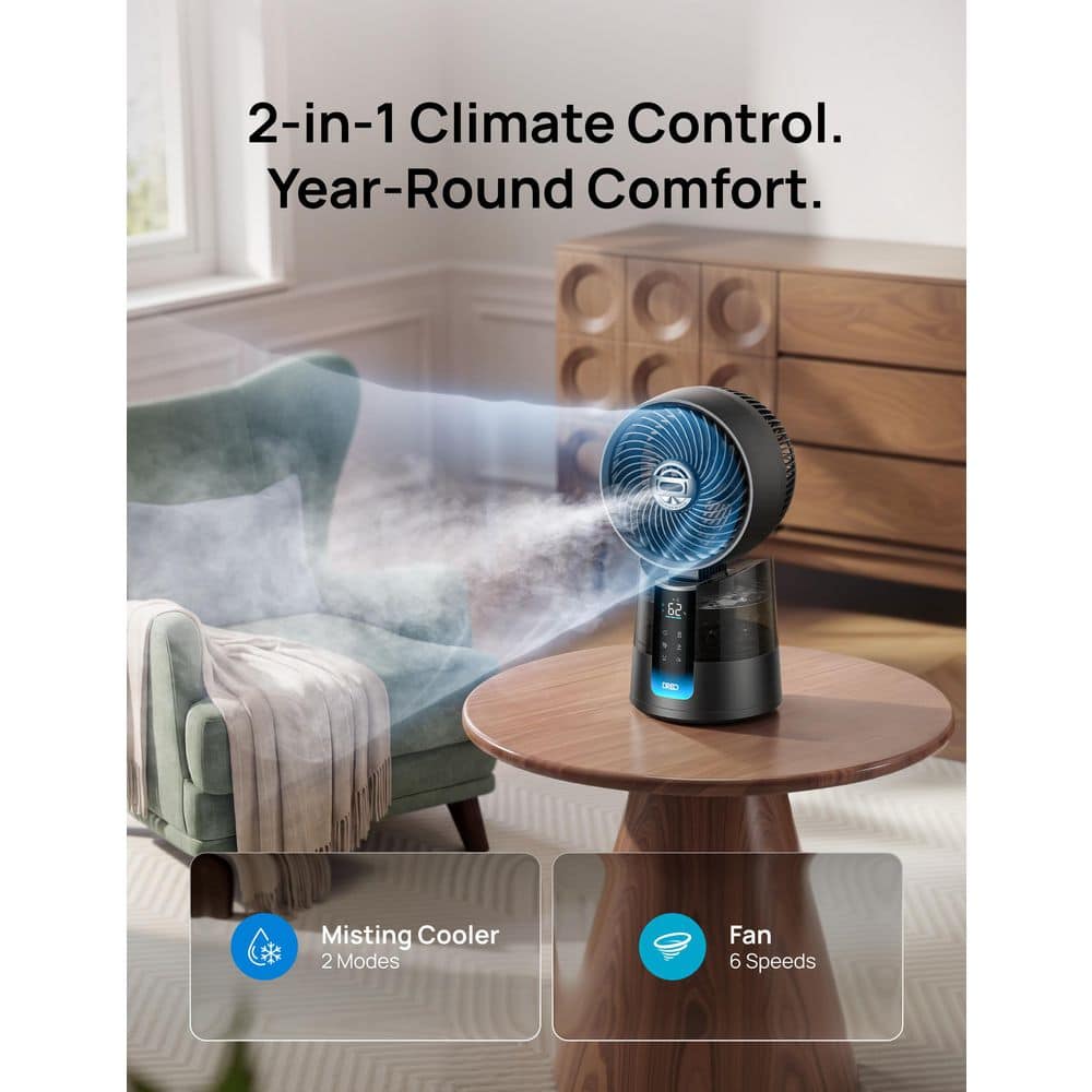 DREO TurboCool 512 CFM 6-Speed Indoor Misting Portable Evaporative Cooler for 1400 sq. ft. with 150° Oscillation (2)