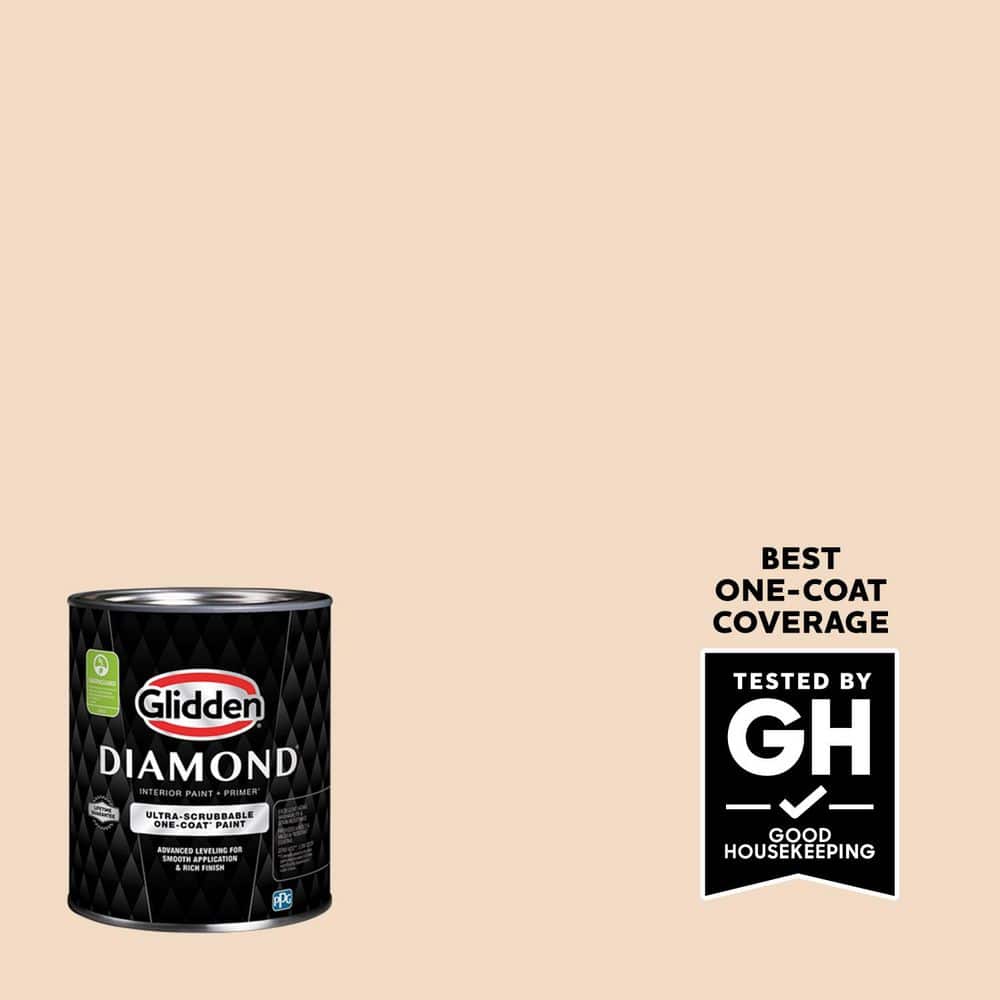 Glidden Diamond 1 qt. PPG1202-3 Crisp Won Ton Eggshell Interior Paint with Primer