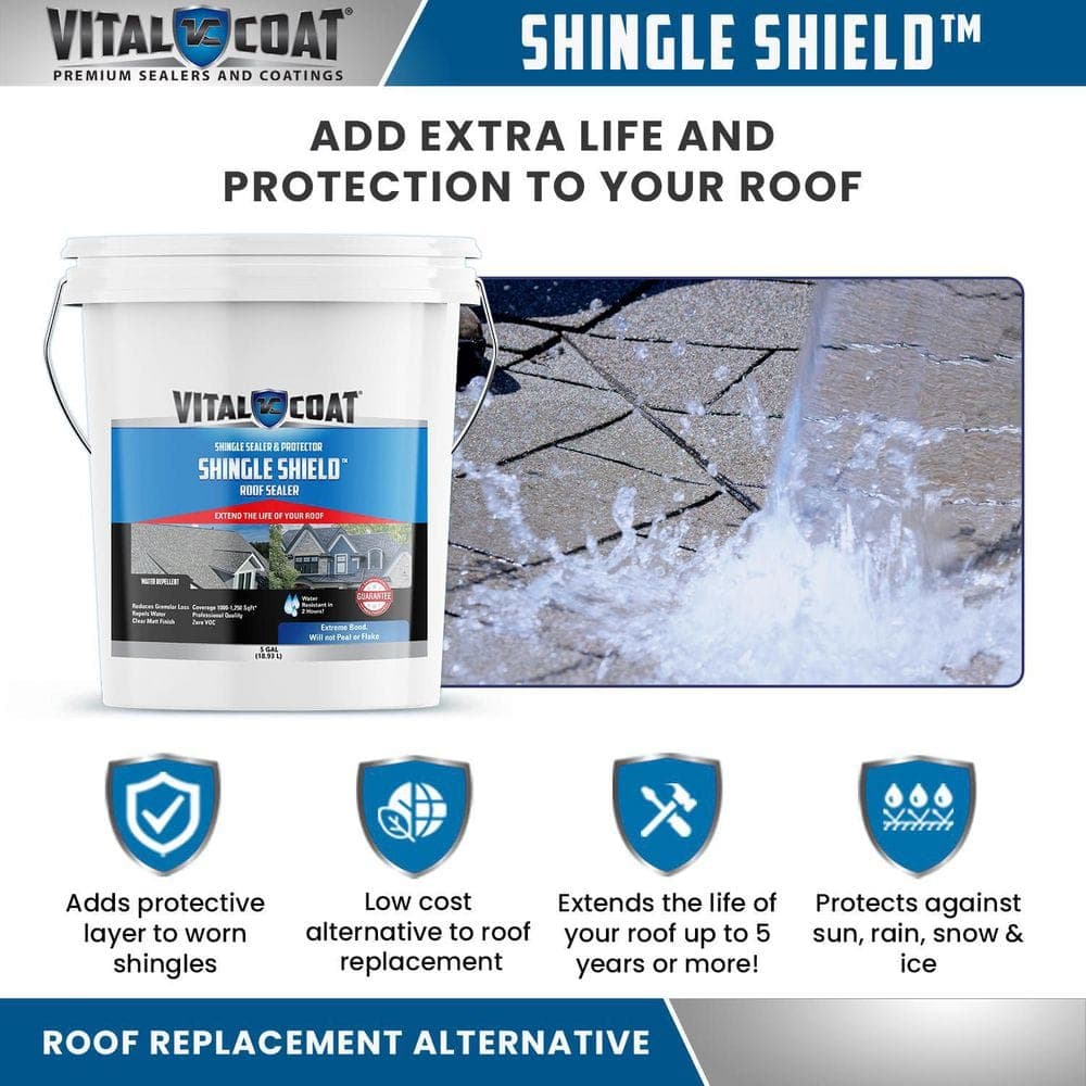 VITAL COAT 1 Gal. Matt 100% Acrylic Shingle Shield Roof Coating for Asphalt, Fiberglass and Clay Shingles (2)
