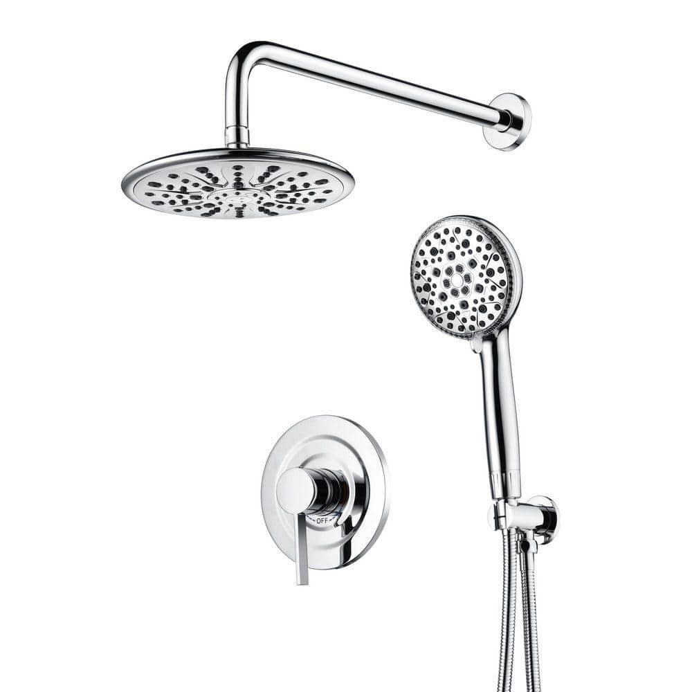 SUMERAIN Modern Single Handle 1-Spray Shower Faucet 1.8 GPM with Hand Shower Ceramic Disc Valves in. Chrome (Valve Included) (1)