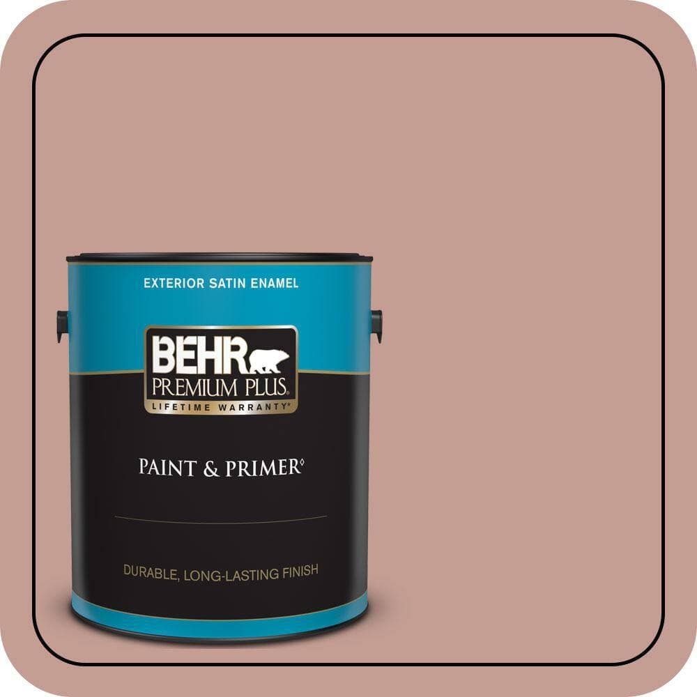 BEHR PREMIUM PLUS 1 gal. #S170-4 Retro Pink Satin Enamel Exterior Paint & Primer