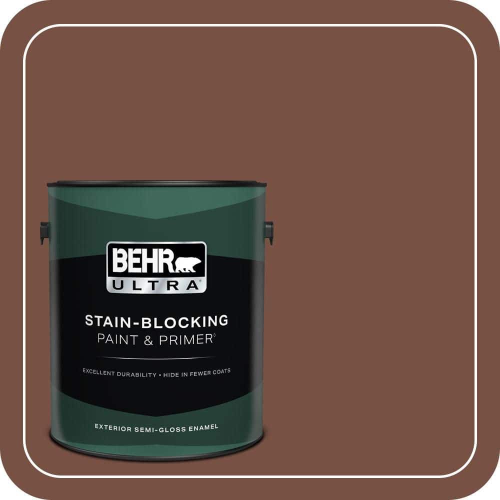 BEHR ULTRA 1 gal. #S190-7 Toasted Pecan Semi-Gloss Enamel Exterior Paint & Primer