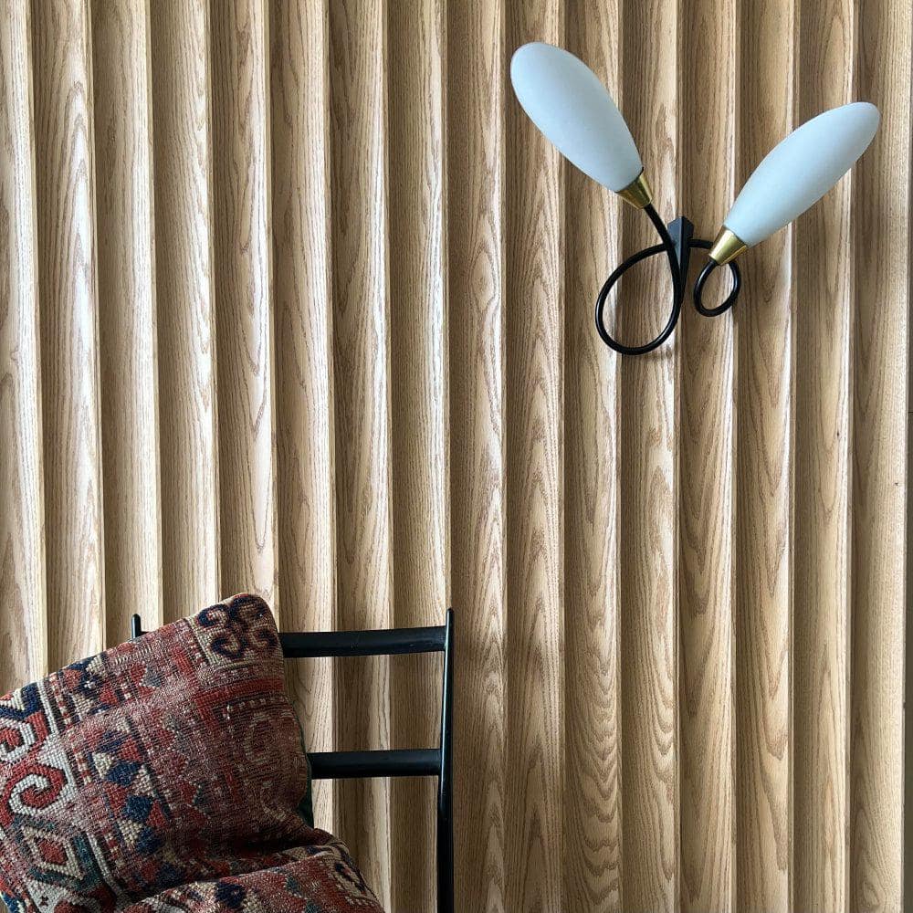 Timeline Fluted Solid Oak 3/4 in. x 5-5/8 in. x 72 in. 11.25 SF Unfinished Scallop Real Wood Slat Wall Panels (4-Pack)