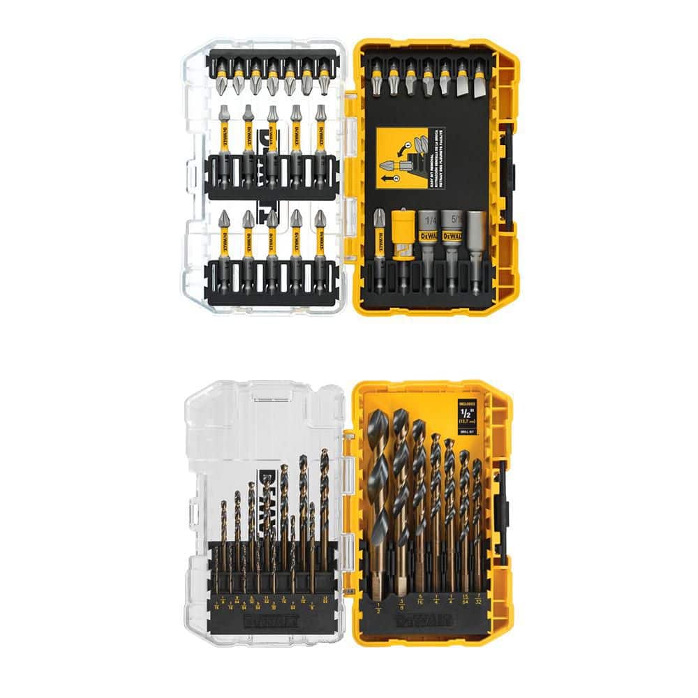 DEWALT Maxfit Ultra 1/4 in. Hex Steel Screwdriving Bit Set (30-Piece) and Black and Gold Twist Drill Bit Set (21-Piece)