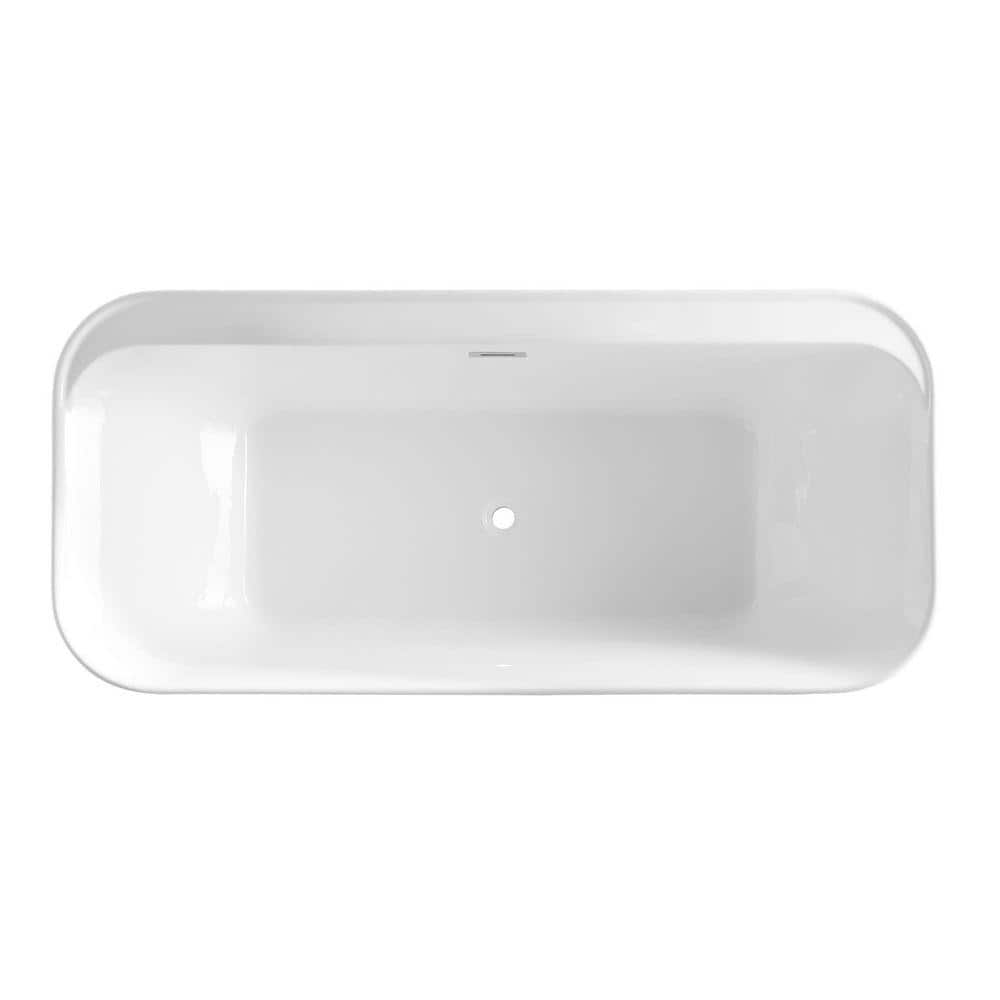 Bellaterra Home 67 in. x 31.5 in. Acrylic Soaking Freestanding Bathtub in Glossy White (3)