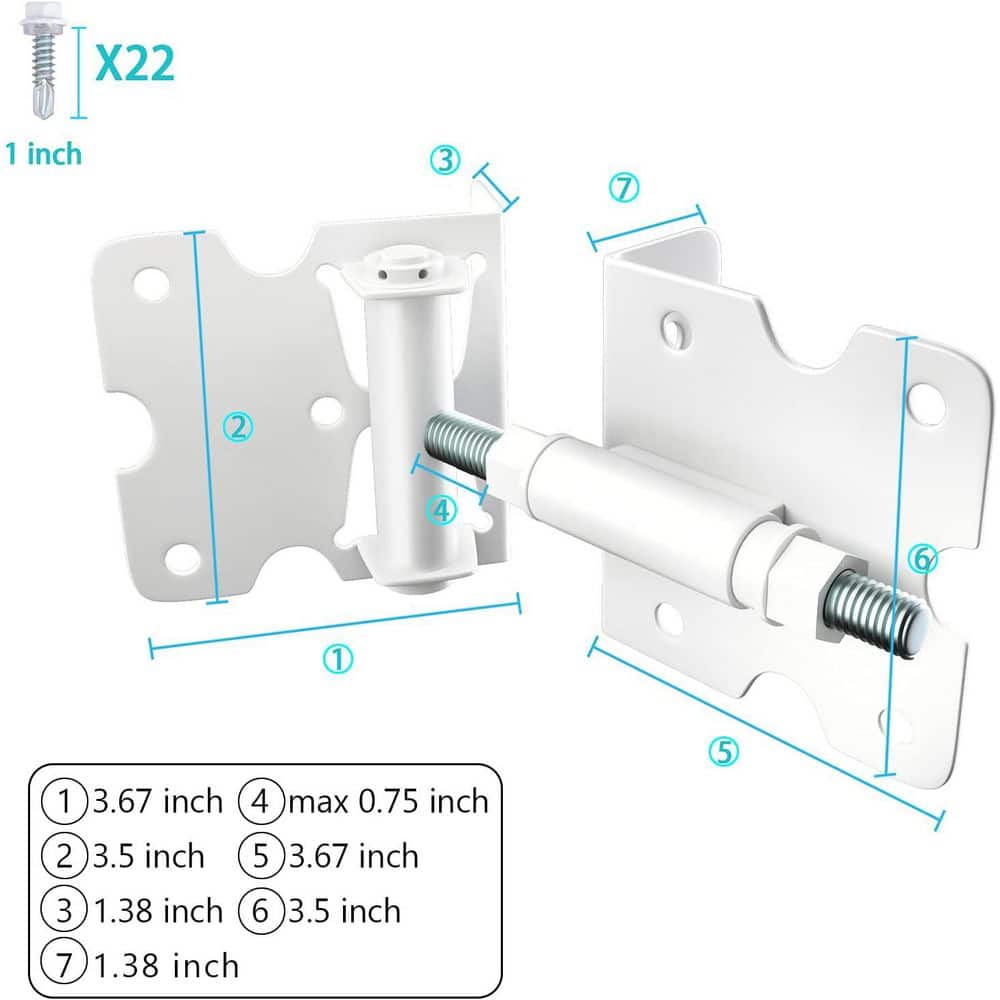 Unbranded Self-Closing Gate Hinges Heavy Duty for Vinyl Wood Metal Fence Steel Powder-Coated Finish with Screws 2 Pack (2)