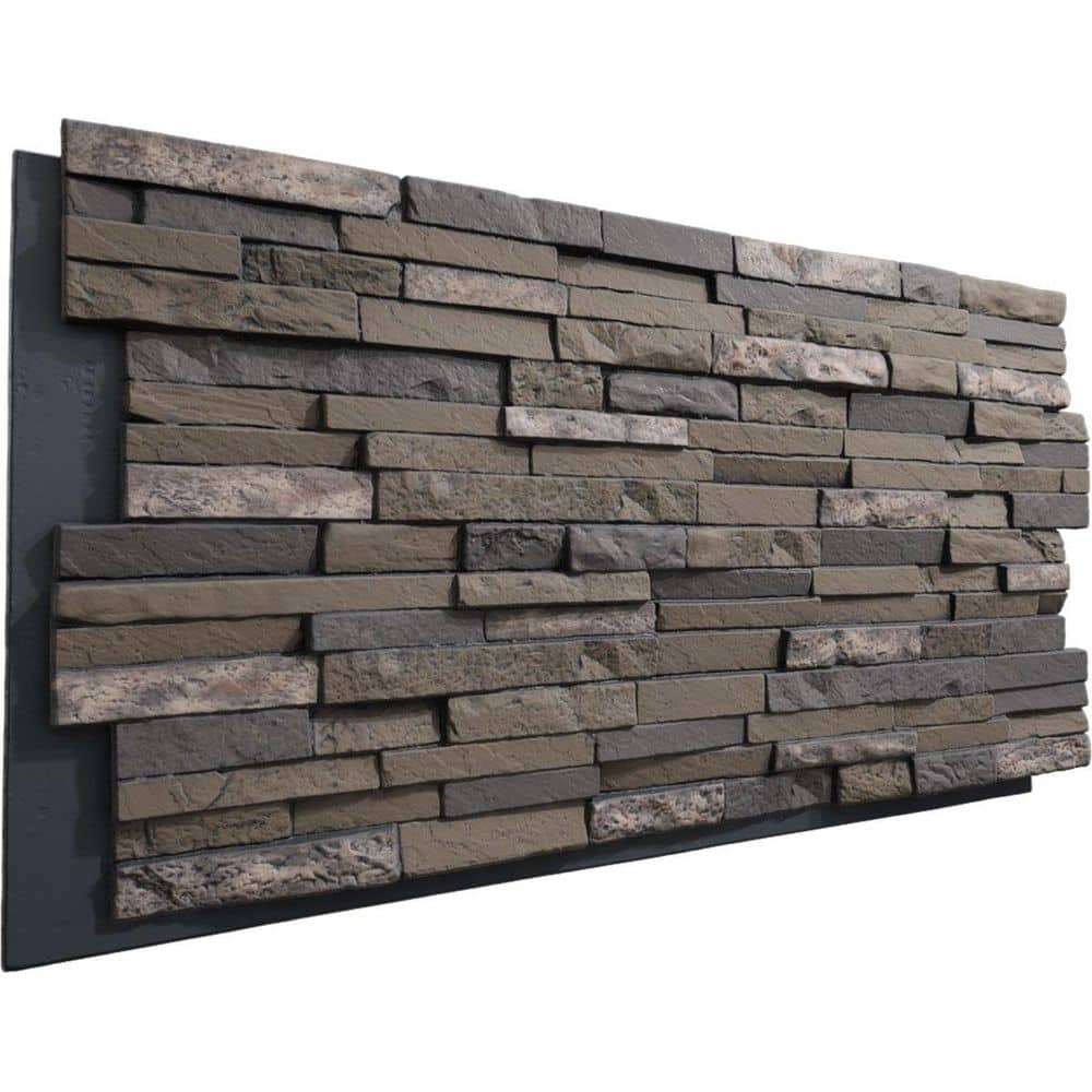 Ekena Millwork EverStone Eldorado Faux Stone Panel, 48"W x 25"H x 1"D, Smoke Color (3)