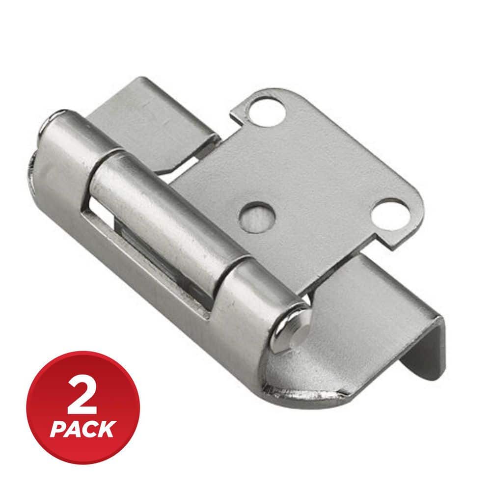 Onward (2-Pack) Satin Nickel Self-Closing 1/2 in. Overlay for Face Frame Cabinet Wrap-around Hinge