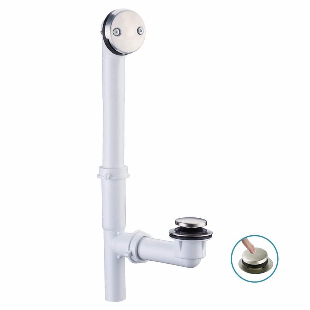 Wudkey 1-Piece Tubular Tub Drain Kit with Tip-Toe Drain Stopper, Plug Waste and Overflow Face Plate Included in Brushed Nickel (1)