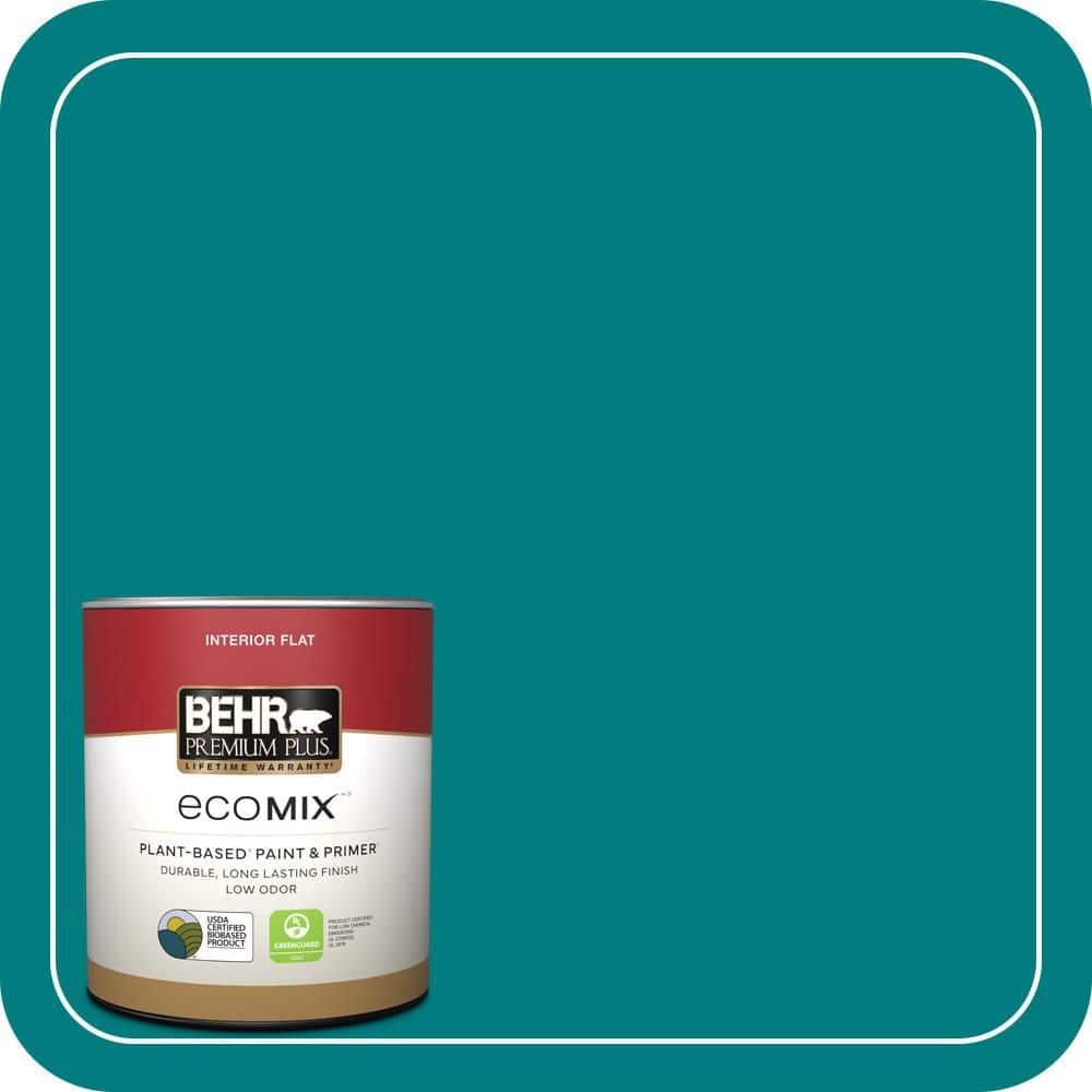 BEHR PREMIUM PLUS 1 qt. #S-G-500 Tropical Waters Flat EcoMix Plant-Based Interior Paint & Primer (1)