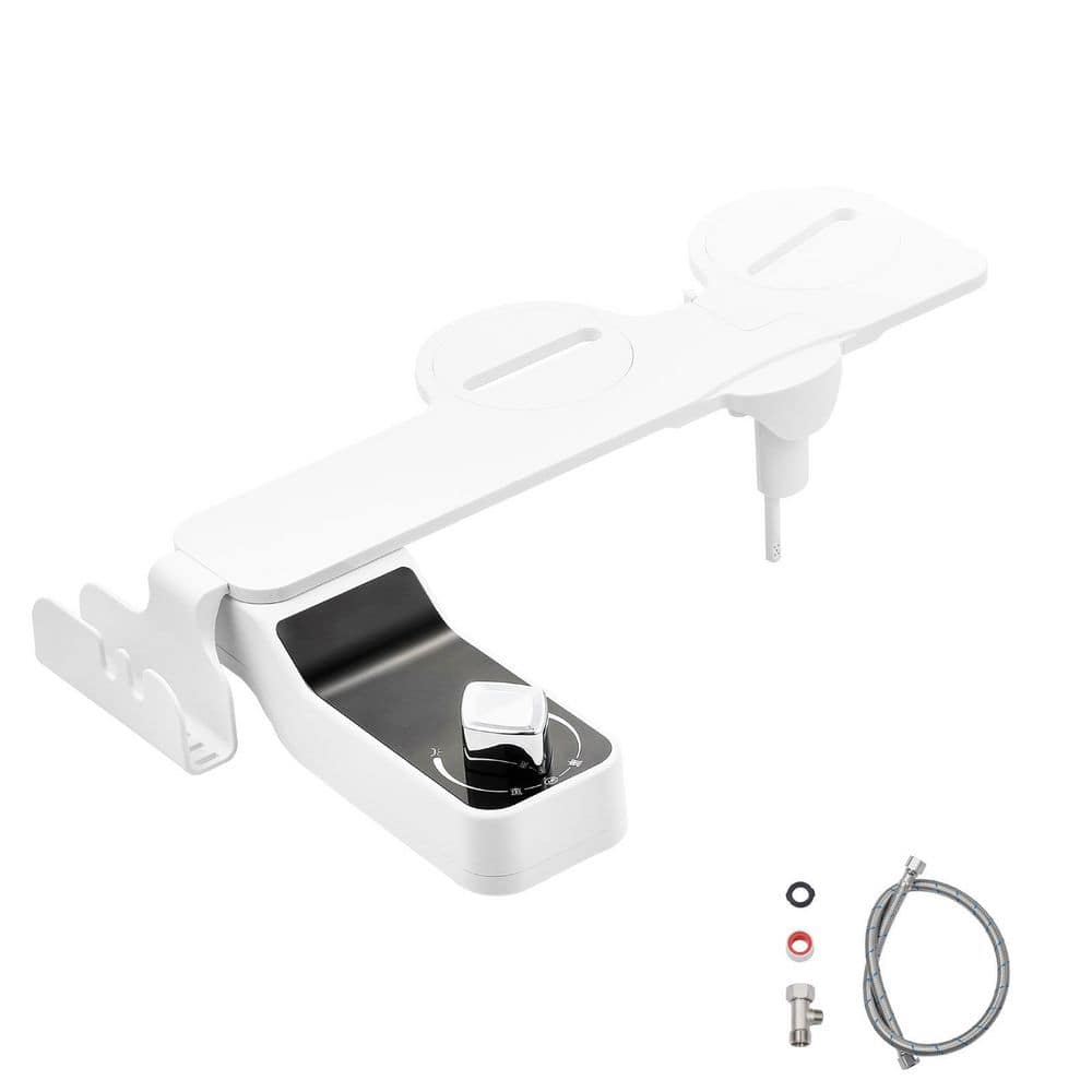 SVOPES Bidet Part Ultra-Thin Bidet Attachment for Toilet, 0.3 in. Design-Dual Nozzles, Adjustable Water Pressure, White (1)