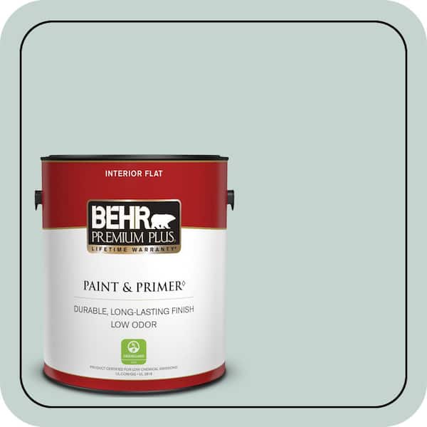 BEHR PREMIUM PLUS 1 gal. #490E-3 Celtic Gray Flat Low Odor Interior Paint & Primer (2)