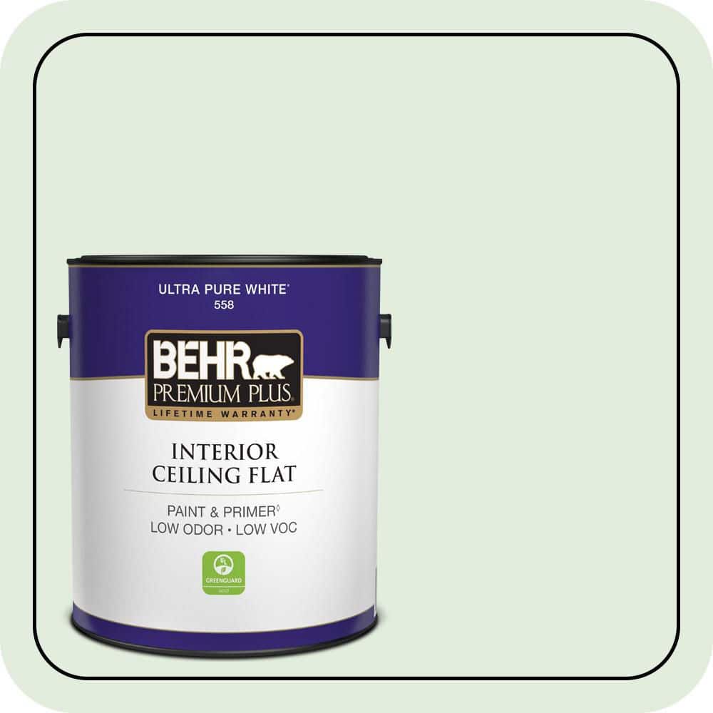 BEHR PREMIUM PLUS 1 gal. #M400-1 Establish Mint Ceiling Flat Interior Paint & Primer (1)