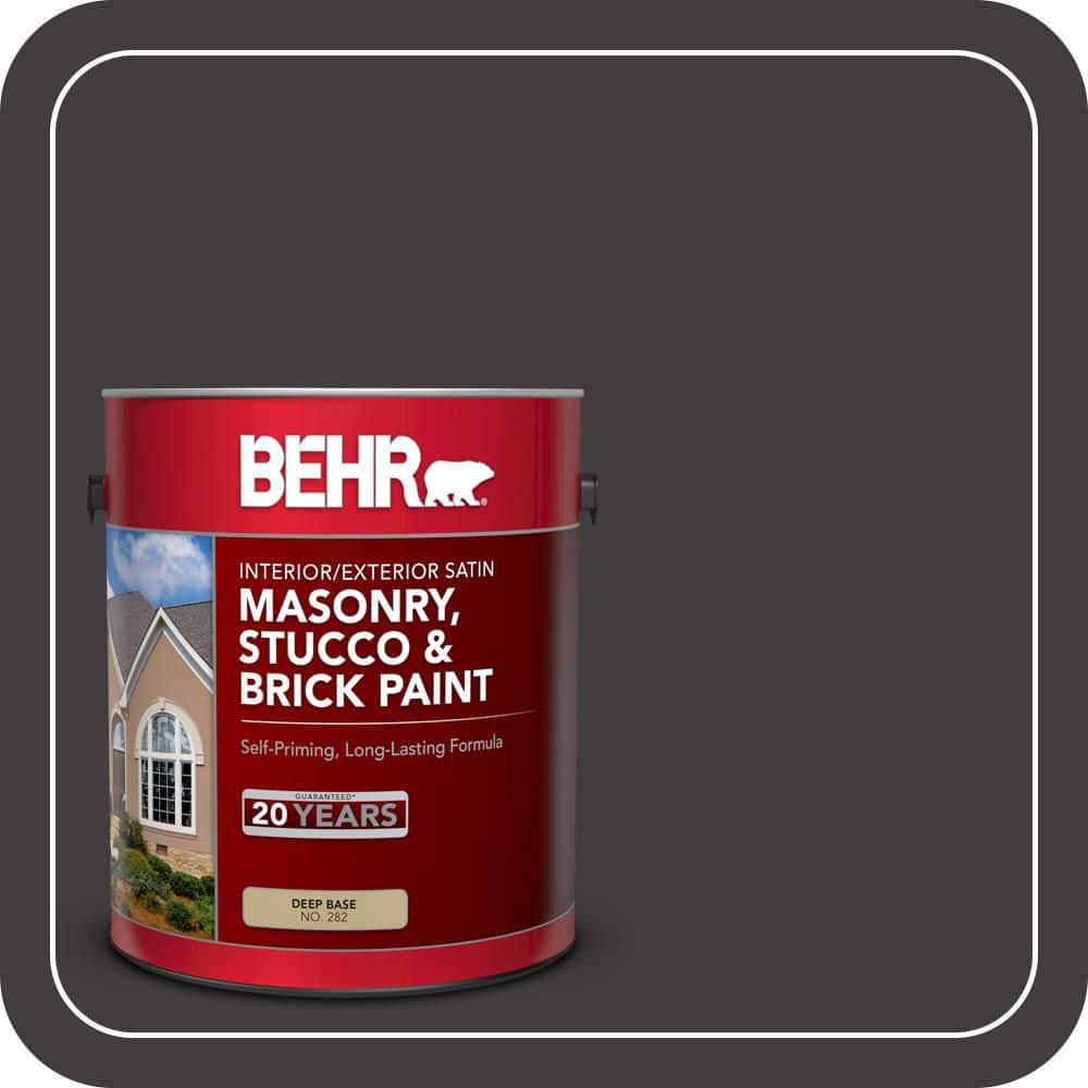 BEHR 1 gal. #T13-3 Black Lacquer Satin Interior/Exterior Masonry, Stucco and Brick Paint