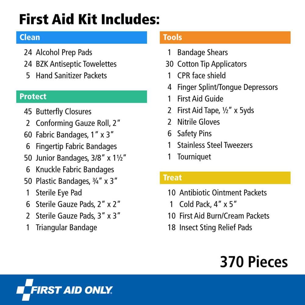 First Aid Only Quick Treat Dispenser Plastic OSHA Compliant First Aid Kit, 370-Pieces (3)