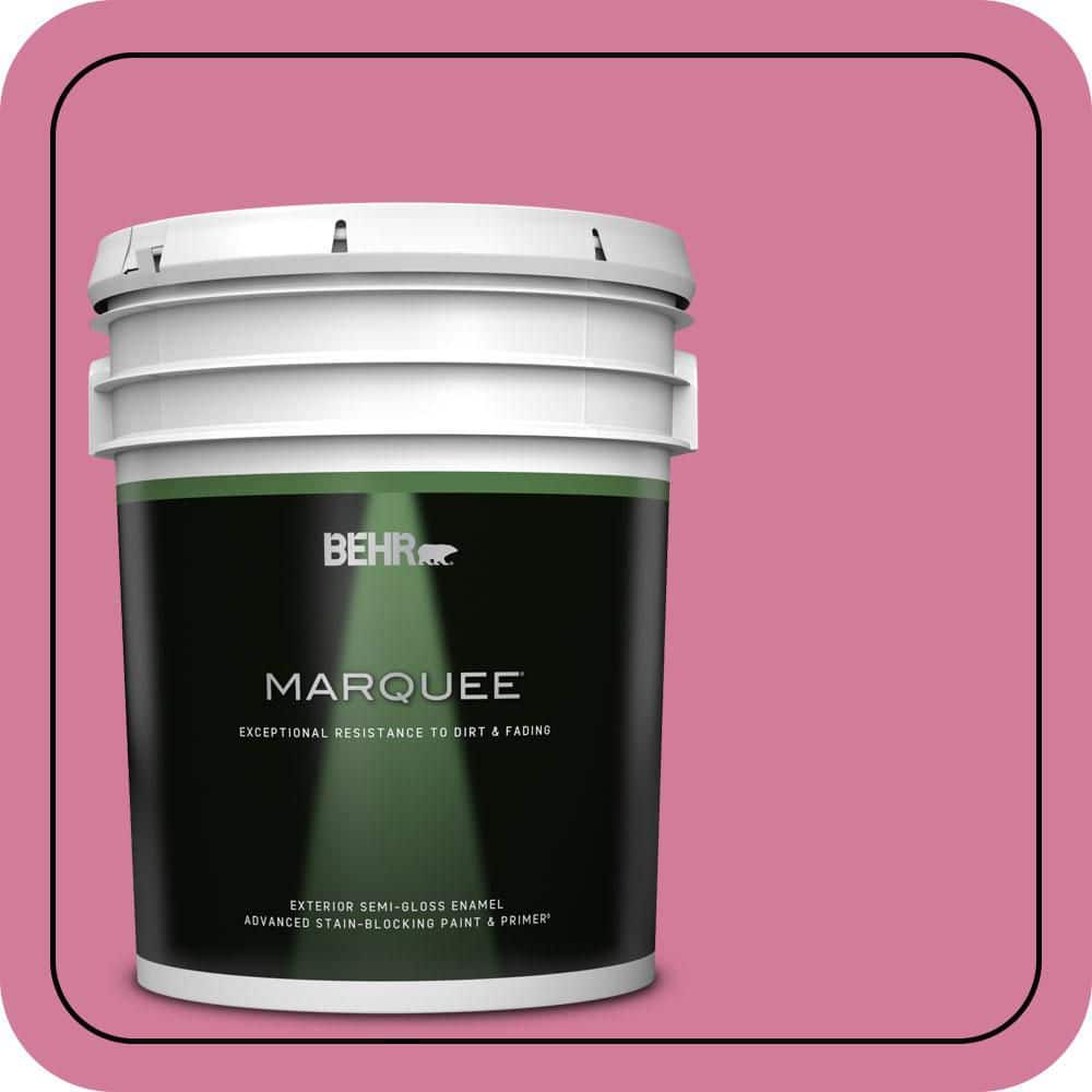 BEHR MARQUEE 5 gal. #P130-5 Little Bow Pink Semi-Gloss Enamel Exterior Paint & Primer