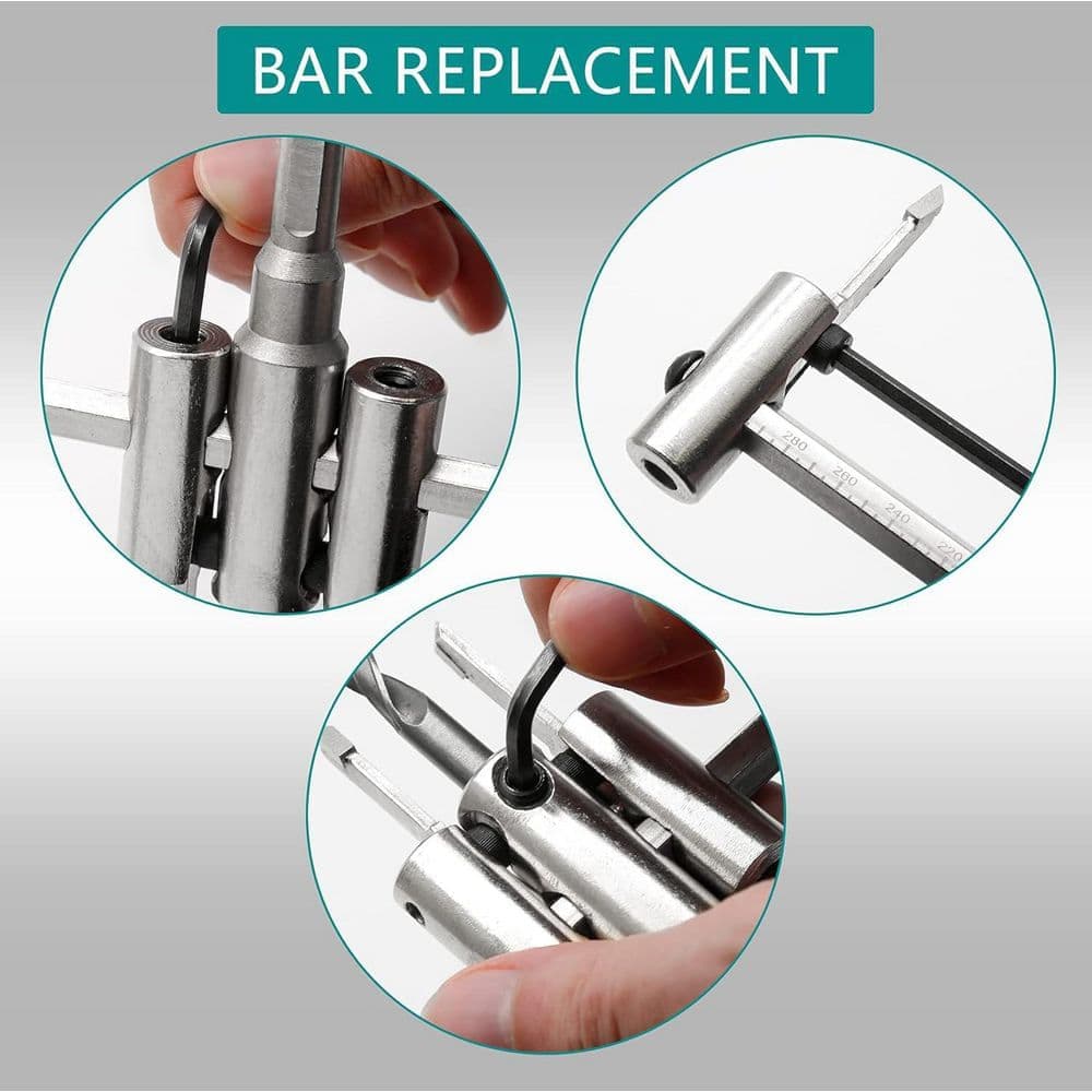 Unbranded Adjustable 1-3/16 to 11-3/4 Heavy Duty Hole Saw with Circle Cutter Drill Bit Tool for Drywall Wood Plaster Silver (3)