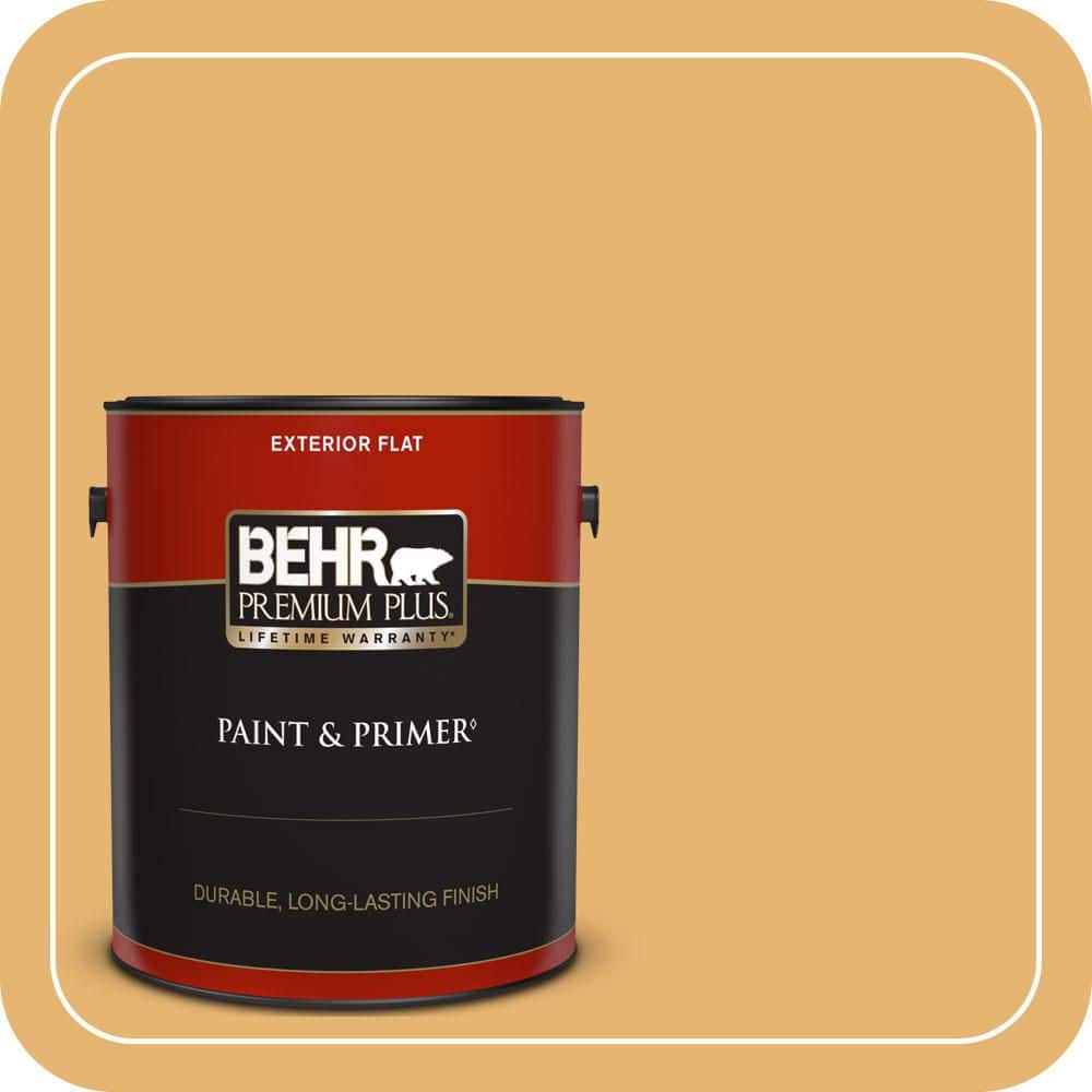 BEHR PREMIUM PLUS 1 gal. #PPU6-04 Pyramid Gold Flat Exterior Paint & Primer