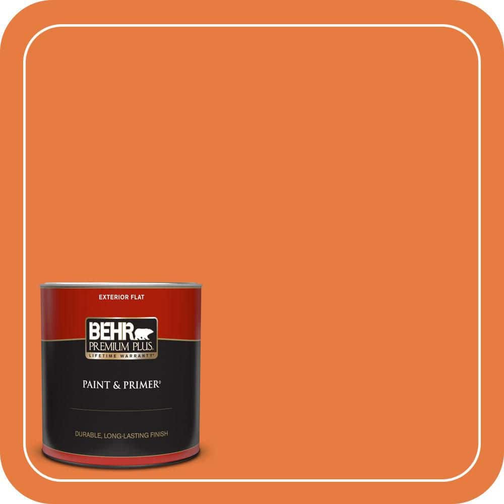BEHR PREMIUM PLUS 1 qt. #S-G-250 Solar Flare Flat Exterior Paint & Primer