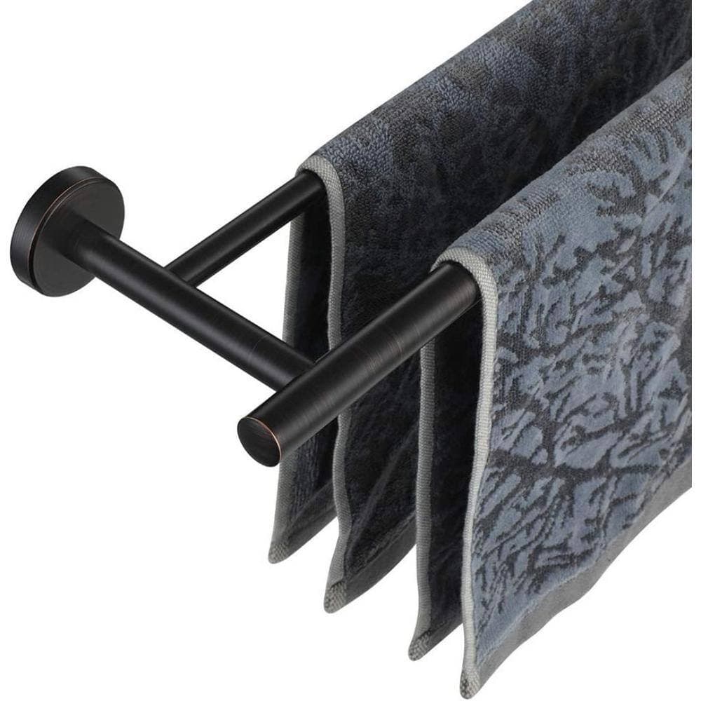 Dyiom Double Towel Bar, Oil Rubbed Bronze 24 In. 304 Stainless Steel Thicken 0.8mm Bath Towel Rack for Bathroom