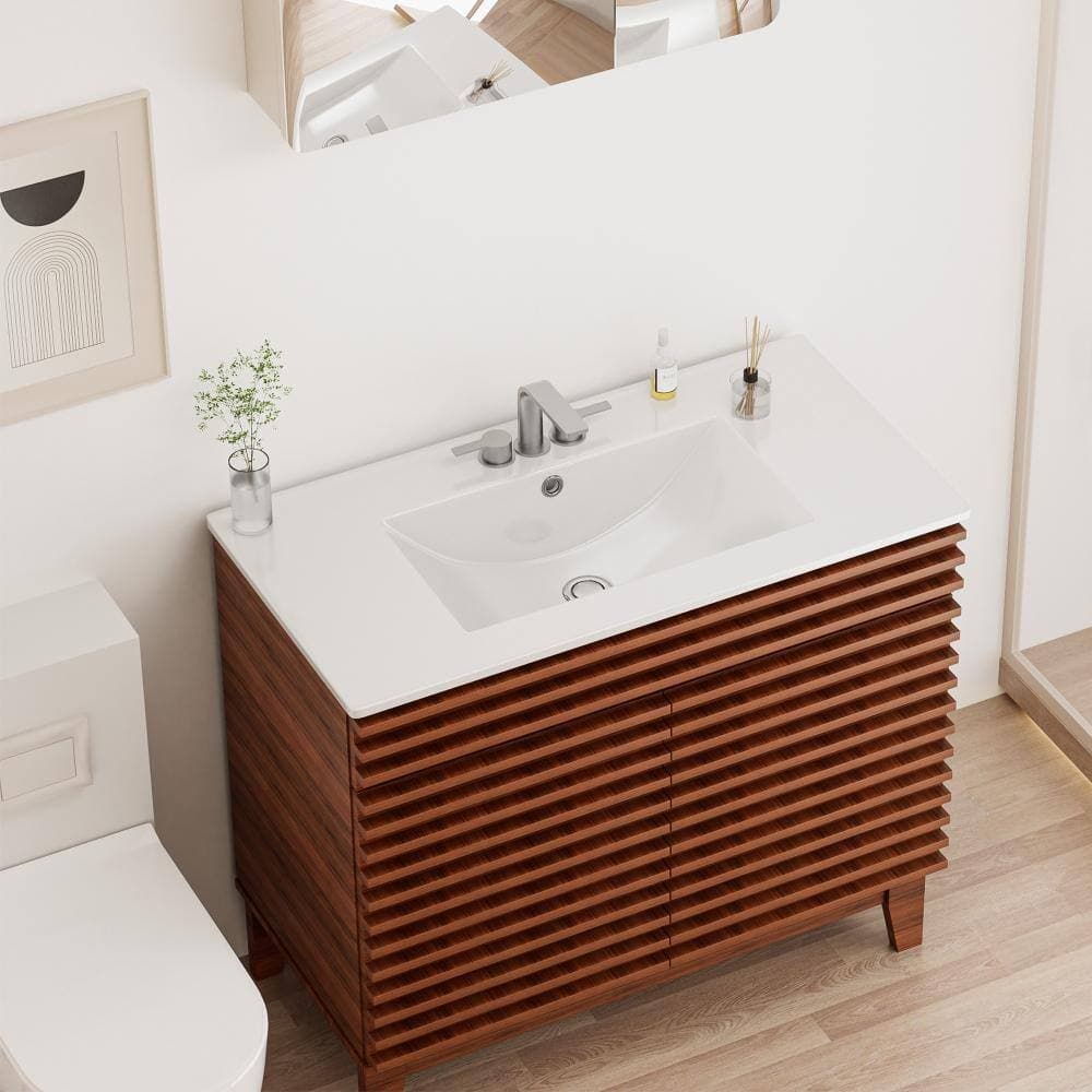 Luxeyard 36 in W x 18.25 in D Ceramic Vanity Top without Backsplash with Integrated Rectangular Basin in White (3)