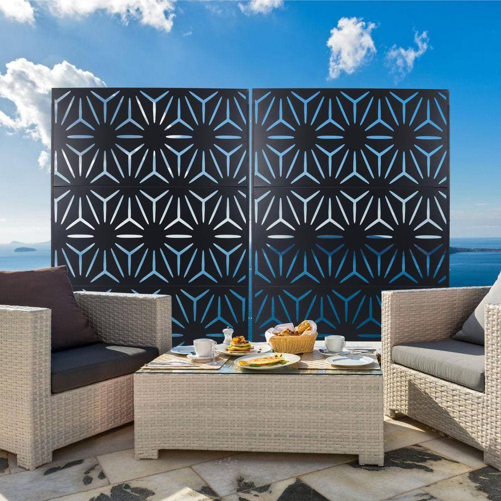 Unbranded Outdoor and Indoor 6.3 ft. x 4 ft. Freestanding Decorative Privacy Fence Screen Black Metal for Garden Fence (3)