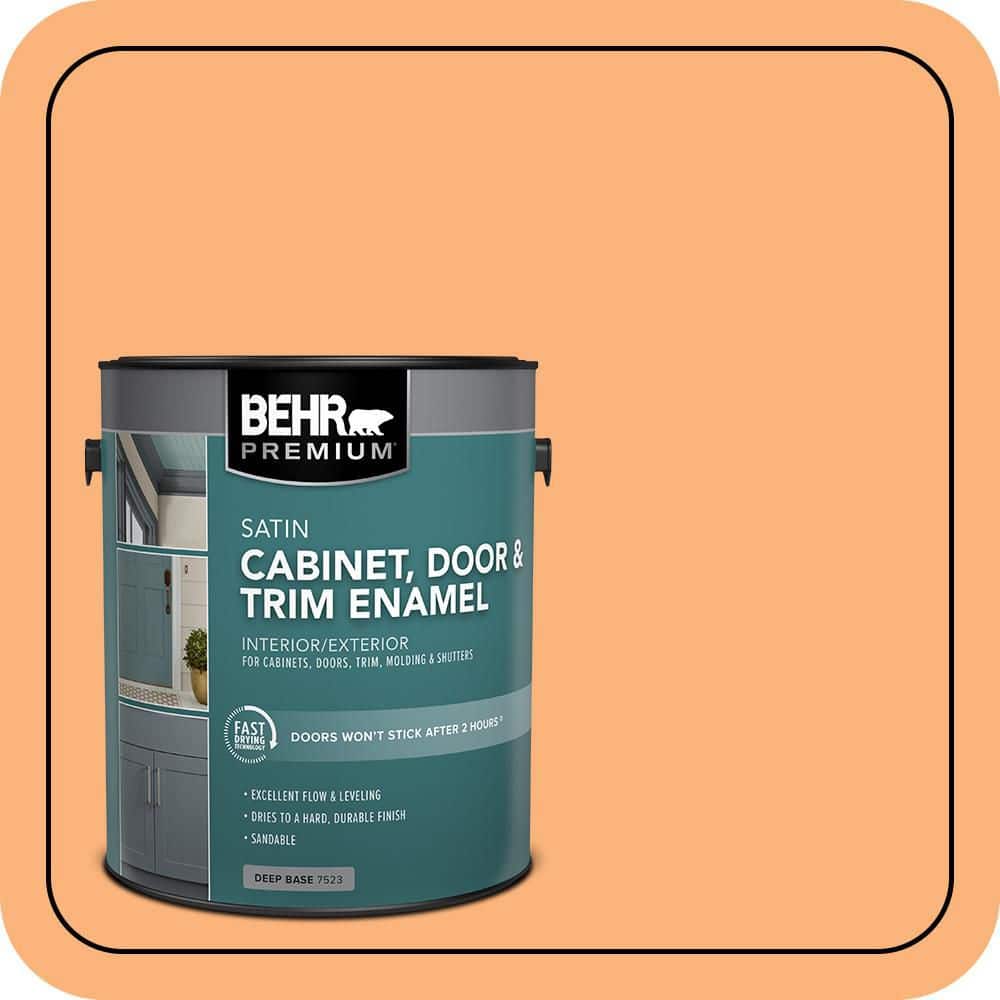 BEHR PREMIUM 1 gal. #P220-5 Fuzzy Peach Satin Enamel Interior/Exterior Cabinet, Door & Trim Paint