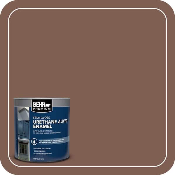 BEHR PREMIUM 1 qt. #N160-6 Spanish Chestnut Semi-Gloss Enamel Urethane Alkyd Interior/Exterior Paint (2)